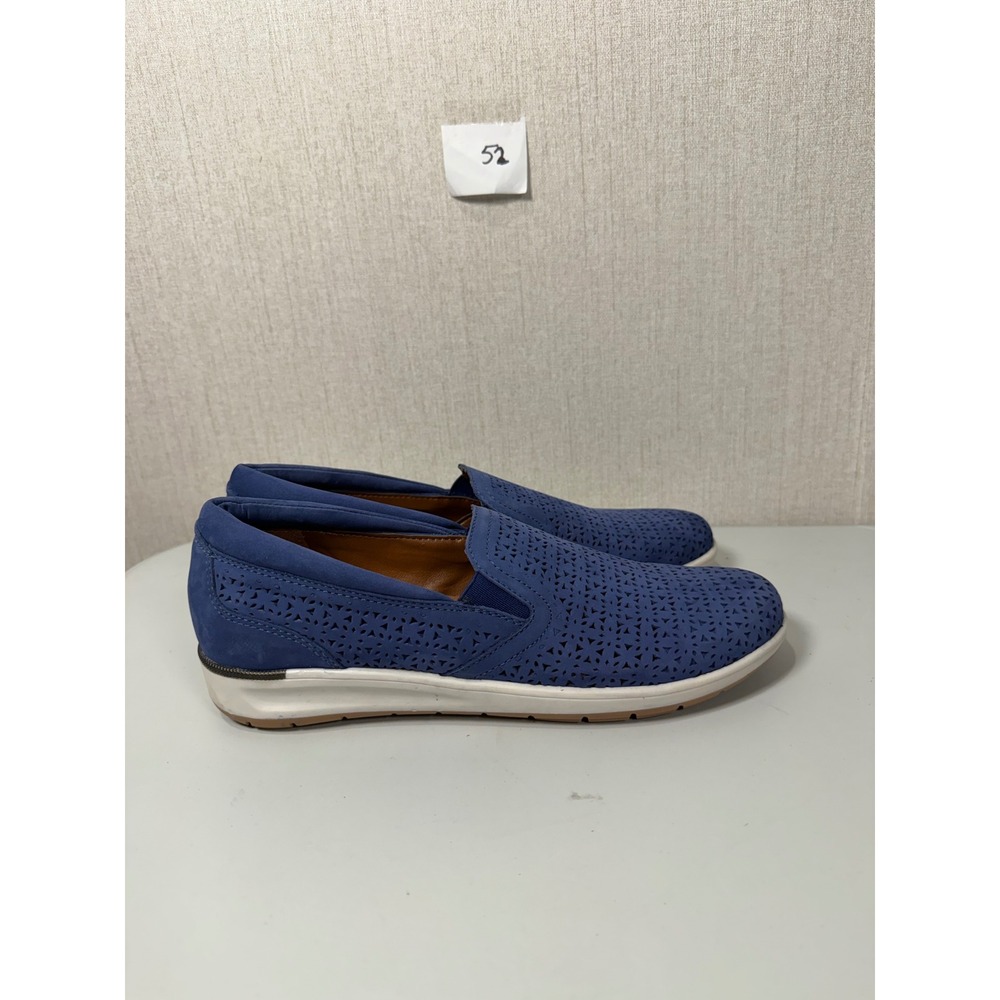 Walking Cradles Womens Blue Laser Cut Leather Slip On‎ Loafers Size 9.5 S Slim